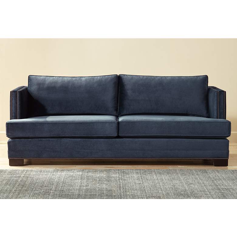 Image 1 Melbin Eclipse Blue 94 inch Wide Fabric Sofa