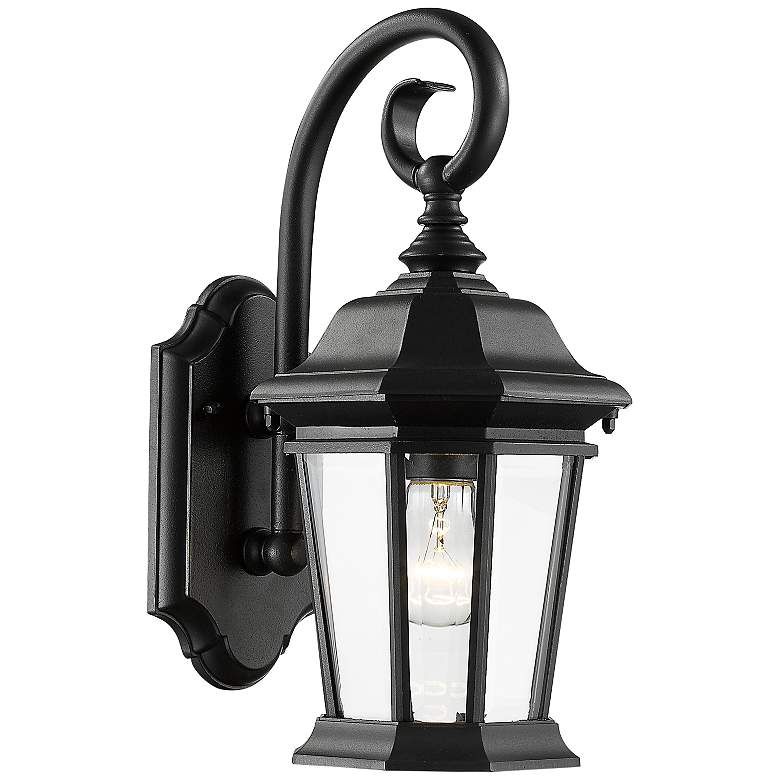 Image 1 Melbourne 15 3/4 inch High Black Lantern Outdoor Wall Light