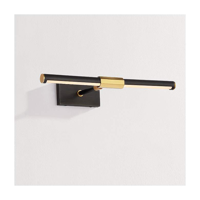 Image 1 Melbourne 16" Wide Aged Brass and Bronze LED Picture Light