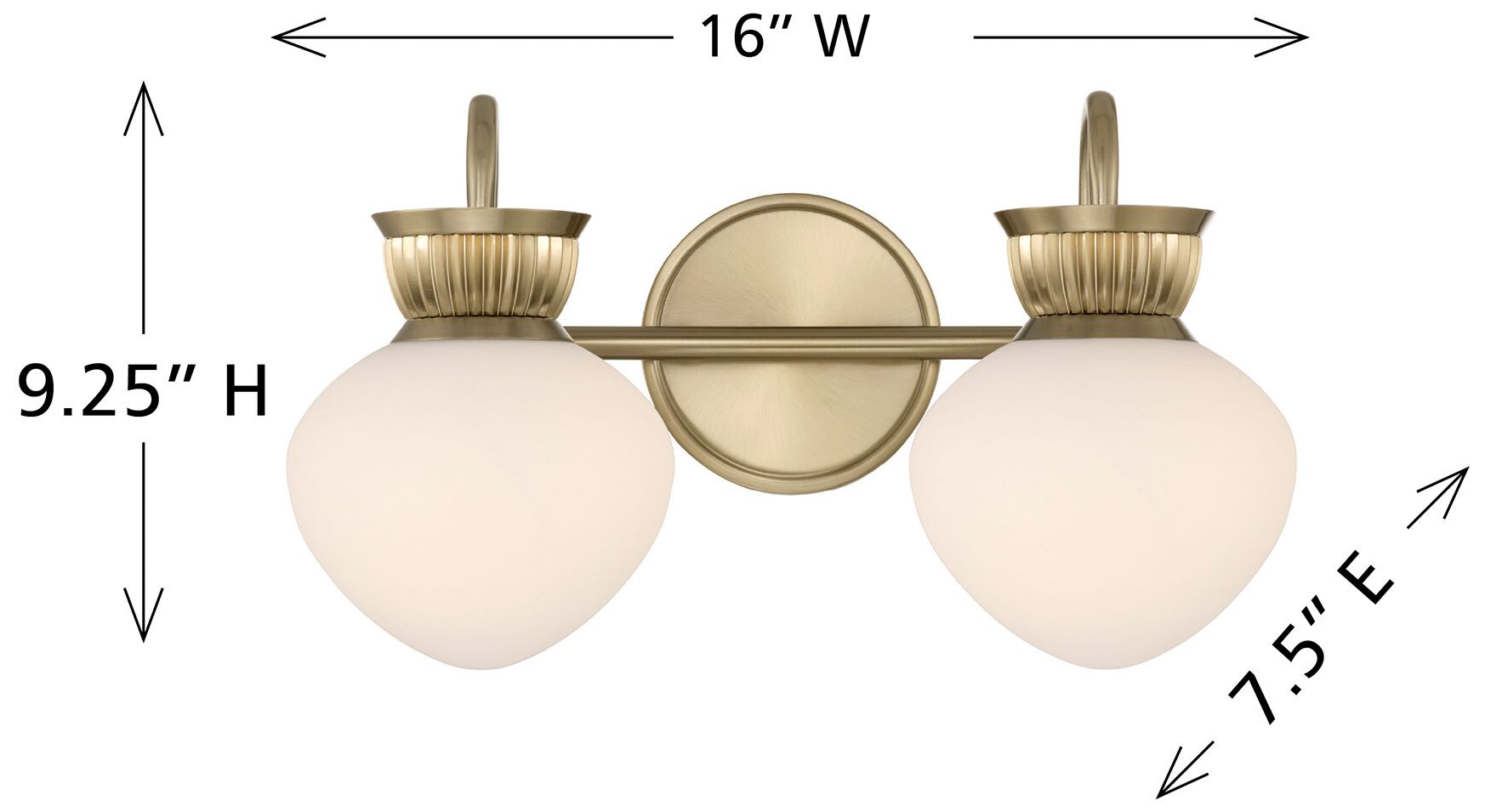 Melbourne 2-Light Bathroom Vanity Light in Noble Brass