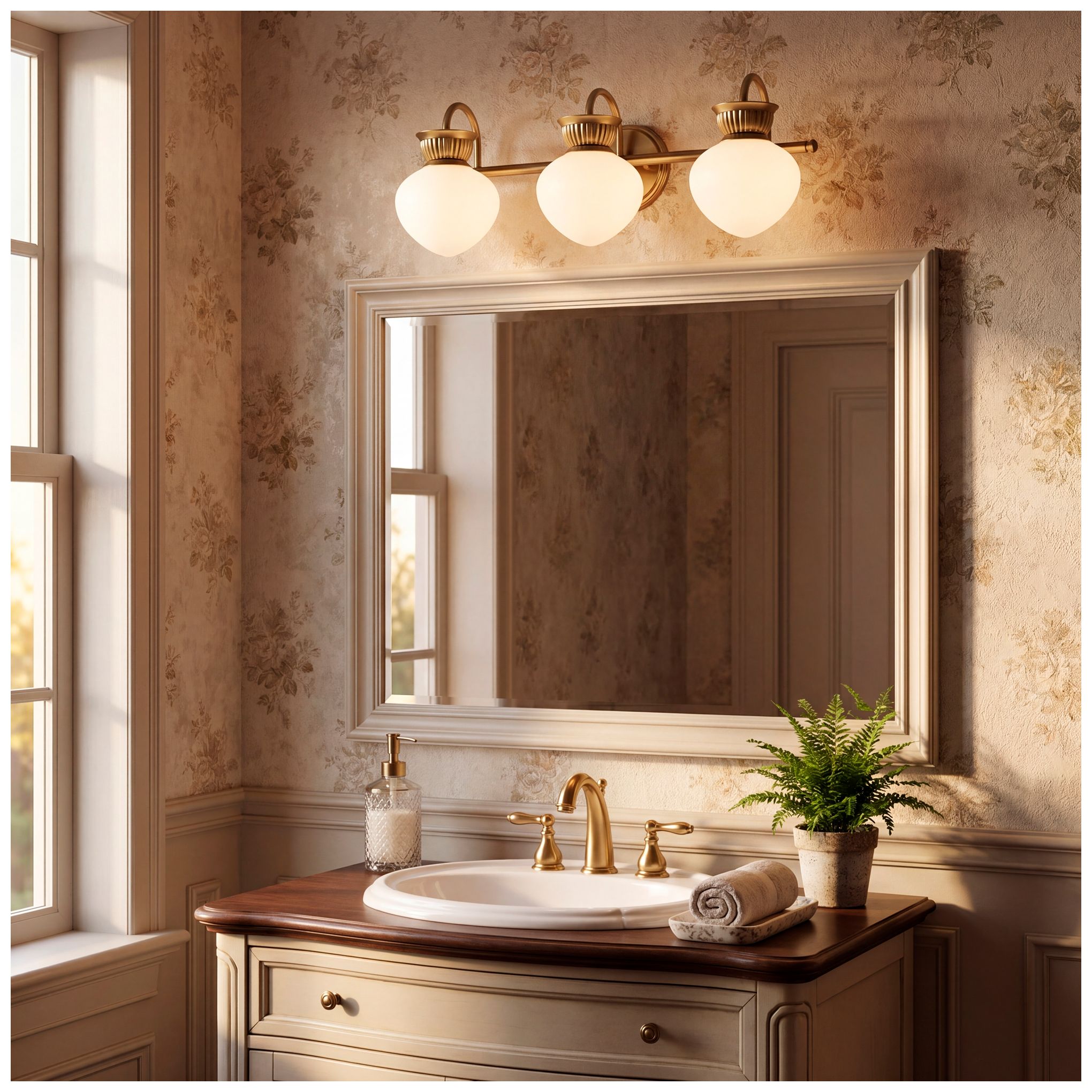 Melbourne 3-Light Bathroom Vanity Light in Noble Brass