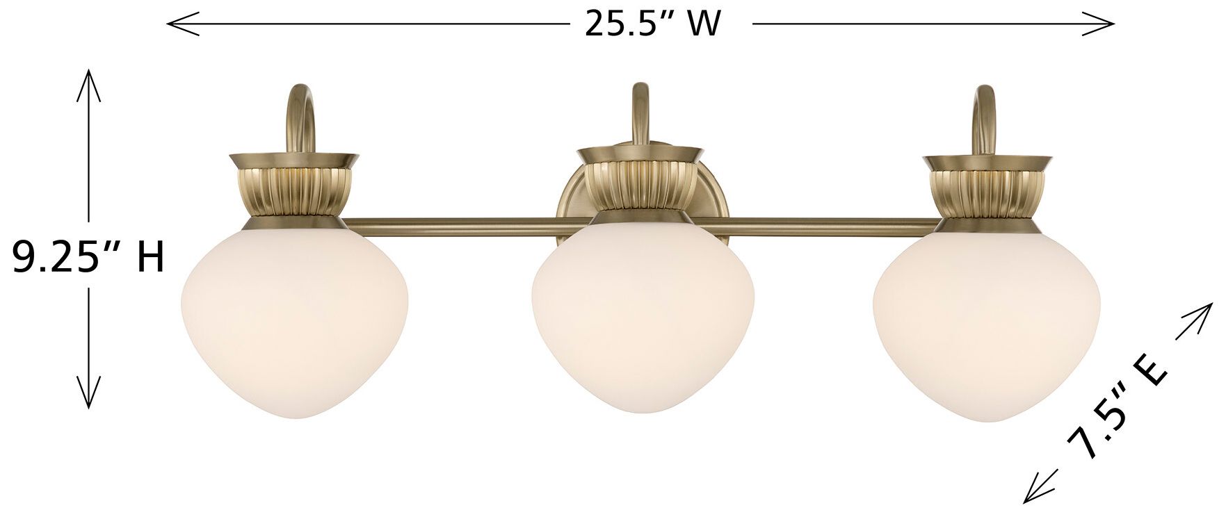 Melbourne 3-Light Bathroom Vanity Light in Noble Brass