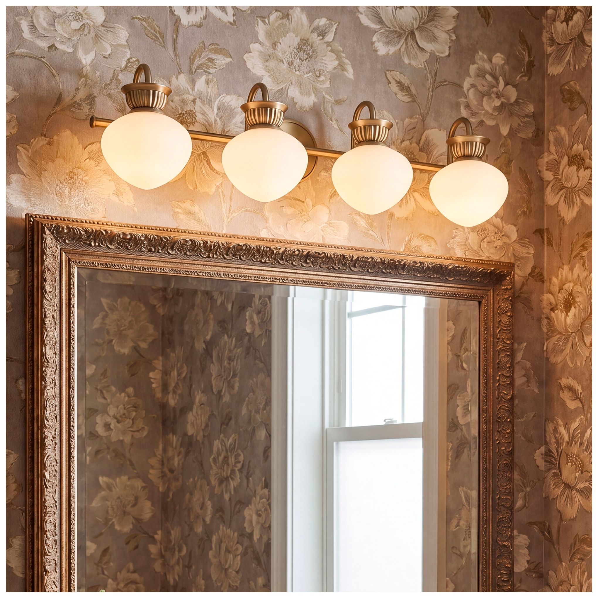 Thumbnail1 of Melbourne 4-Light Bathroom Vanity Light in Noble Brass