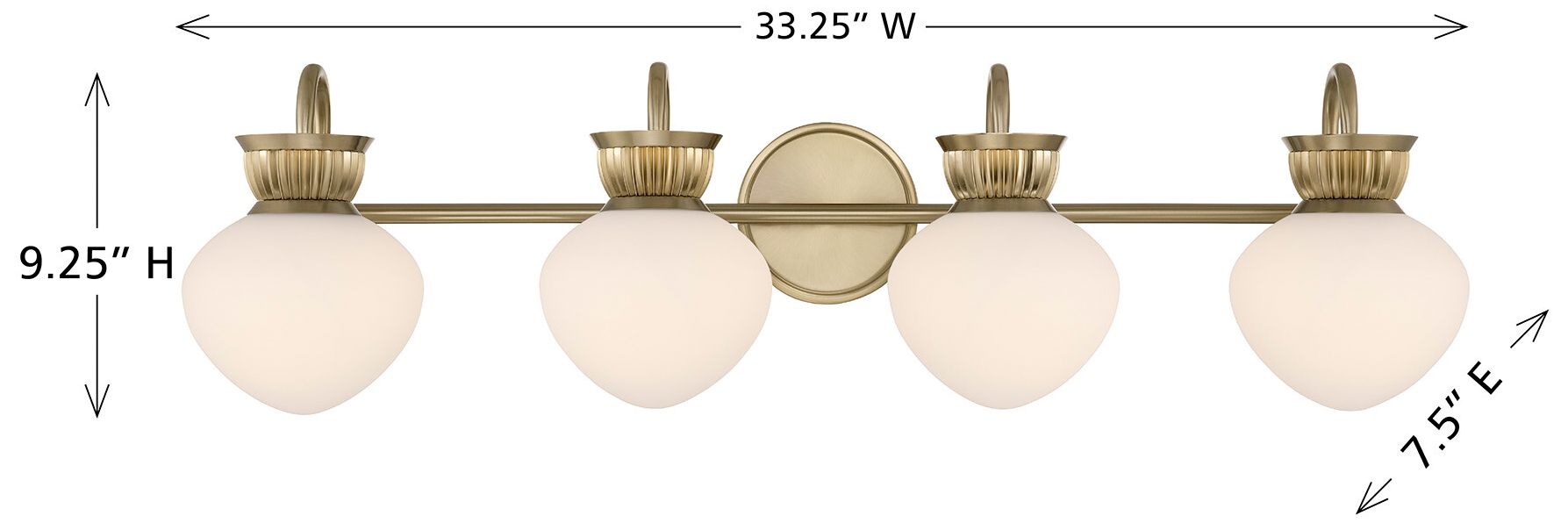 Melbourne 4-Light Bathroom Vanity Light in Noble Brass
