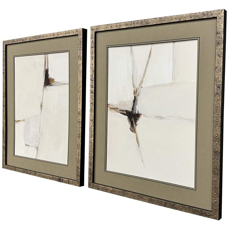Image 2 Melding Titanium 26"W x 32"H Contemporary Framed Art Set of 2 more views
