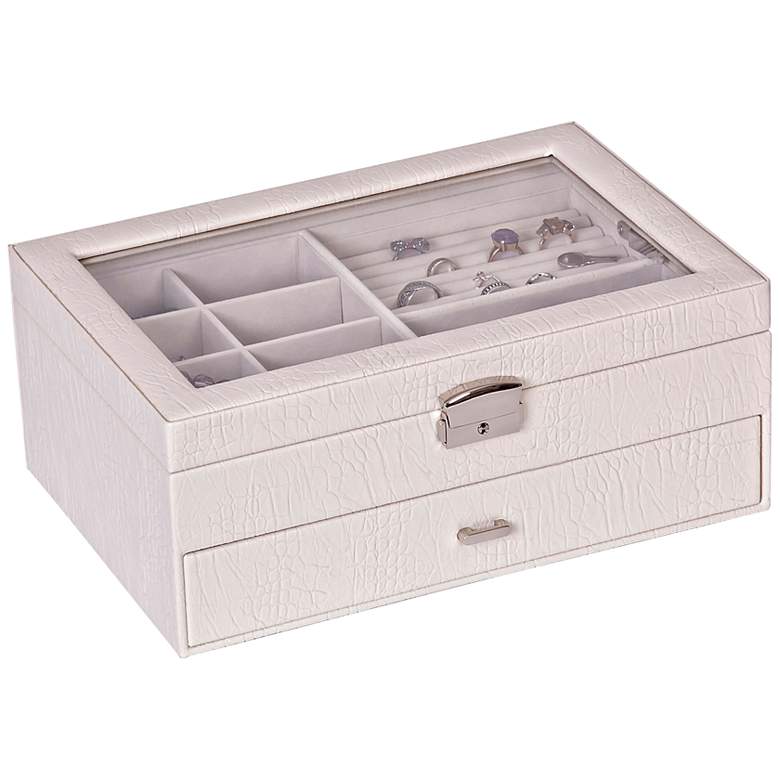 Image 1 Mele &amp; Co. Colette Pearl Croco Faux Leather Jewelry Box