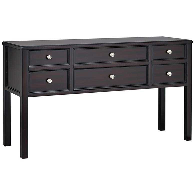 Melendy 54&quot; Wide Ebony Wood 1-Drawer Console Table