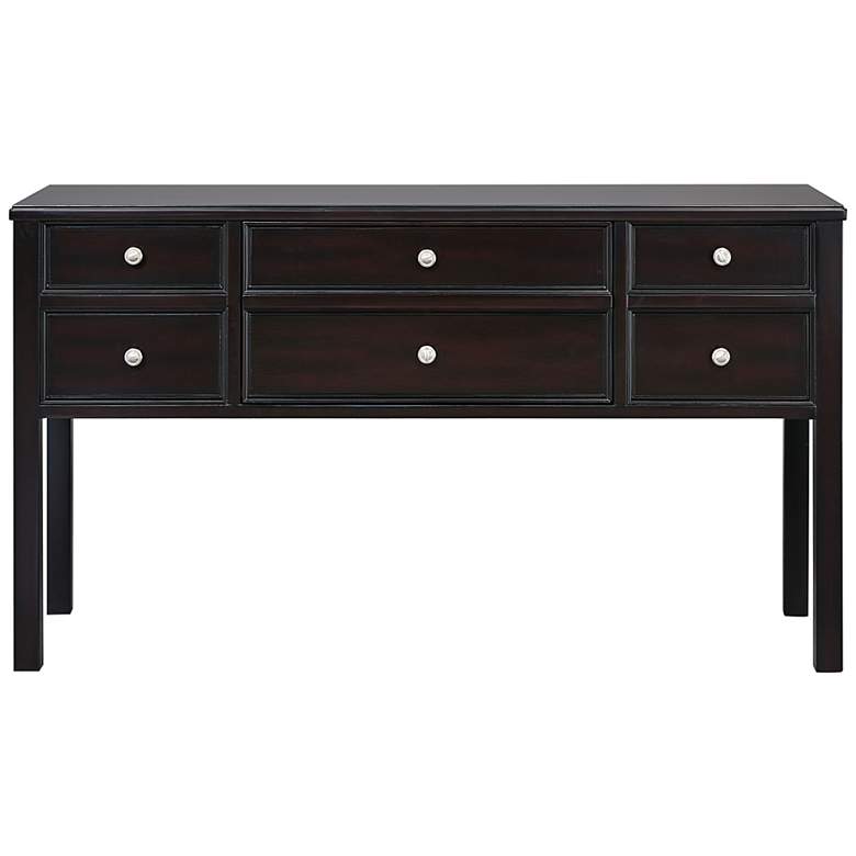 Image 2 Melendy 54 inch Wide Ebony Wood 1-Drawer Console Table more views