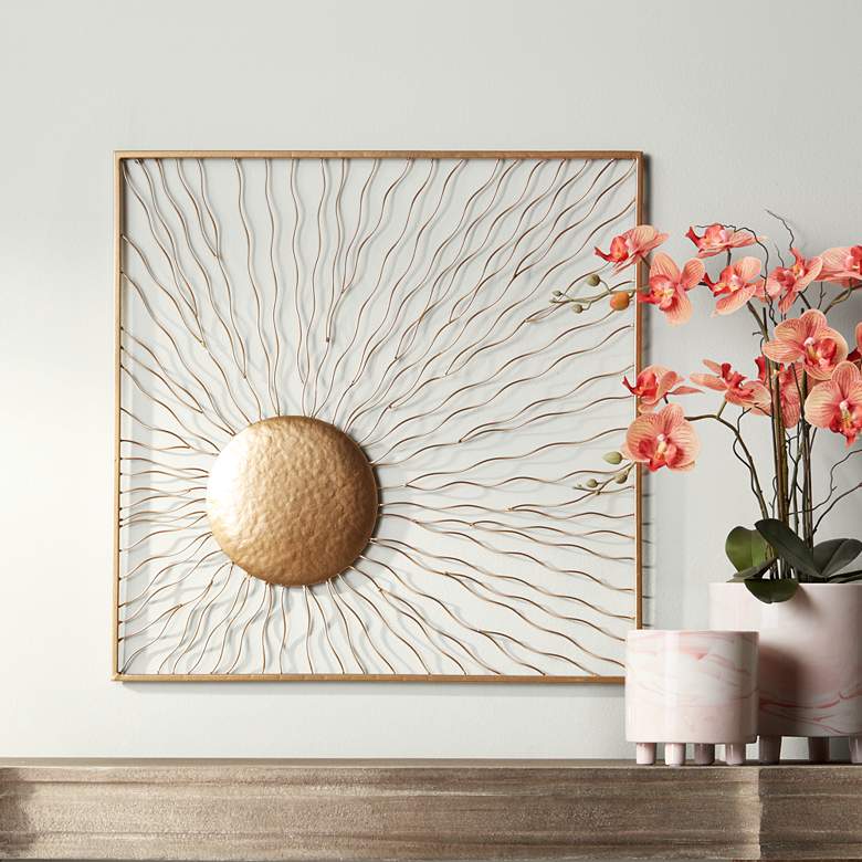 Image 2 Melete Gold Metal 24" Square Wall Art