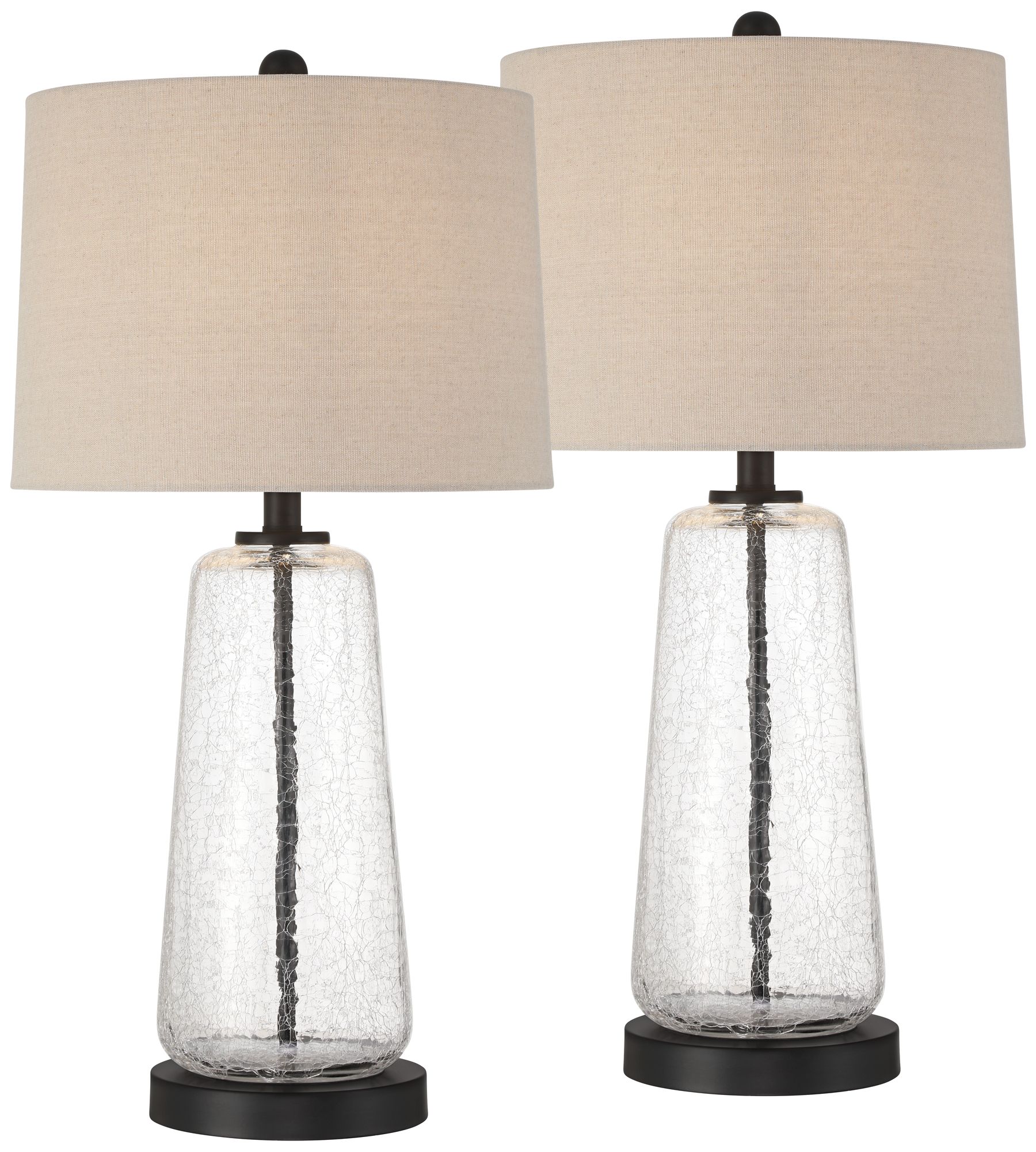 Image 2 Melfi 27 1/2" High Crackle Glass Rustic Modern USB Table Lamp Set of 2