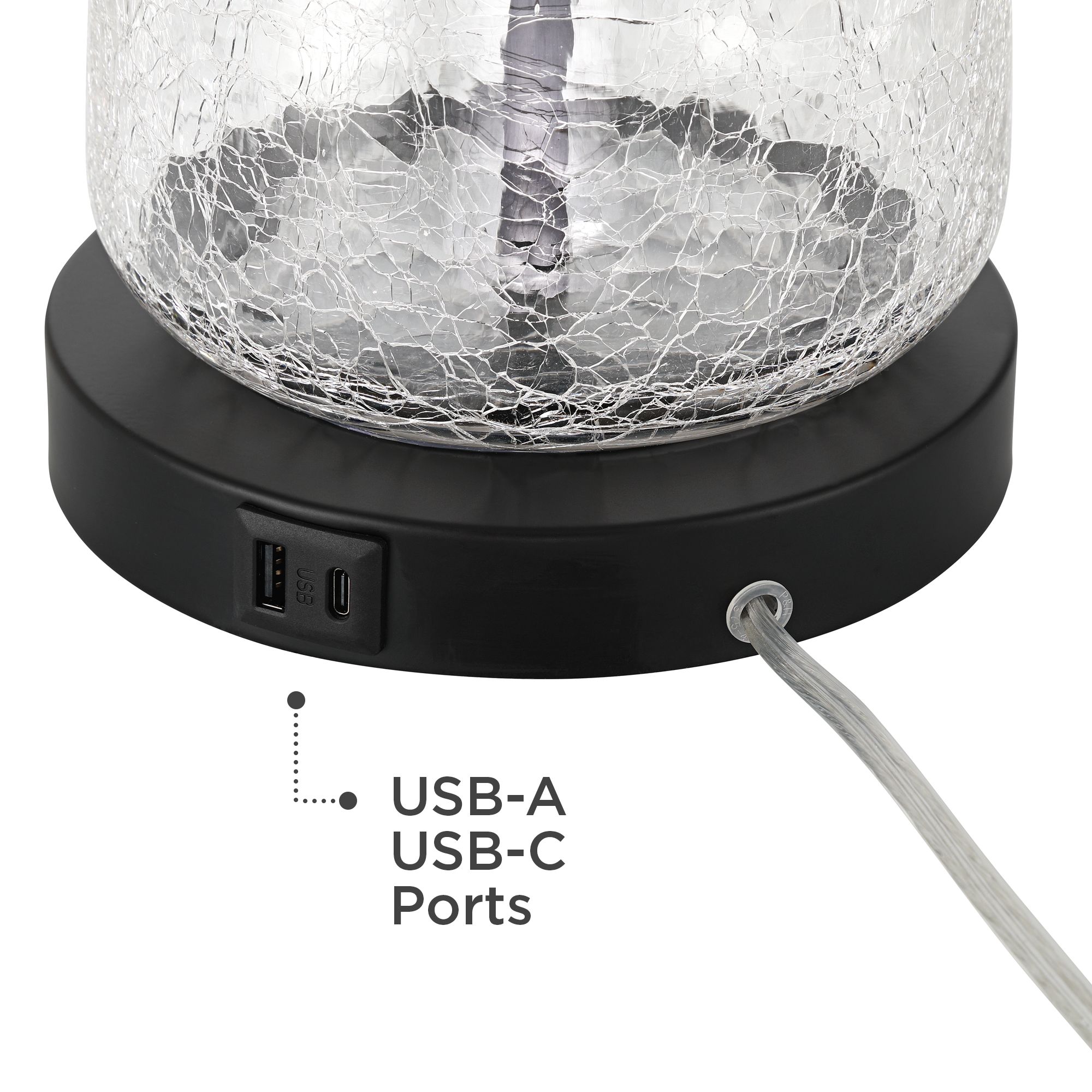 Melfi 27 1/2" High Crackle Glass Rustic Modern USB Table Lamp Set of 2