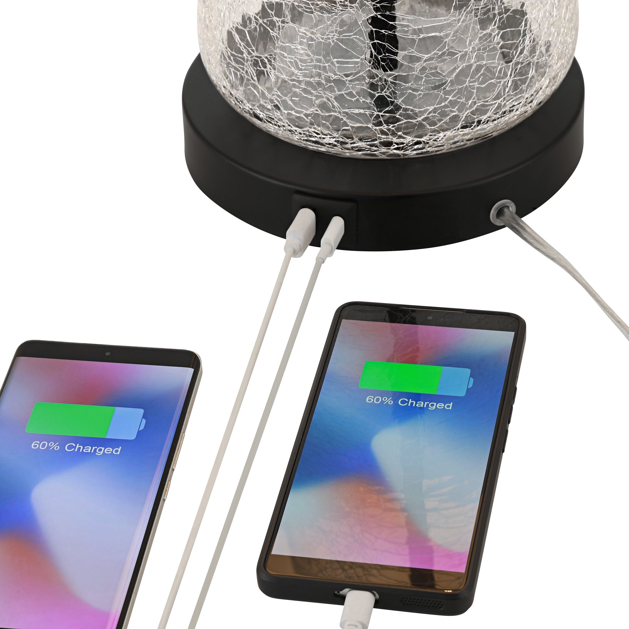 Melfi 27 1/2" High Crackle Glass Rustic Modern USB Table Lamp Set of 2