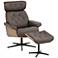 Melia Chocolate Tufted Faux Leather Swivel Recliner and Slanted Ottoman