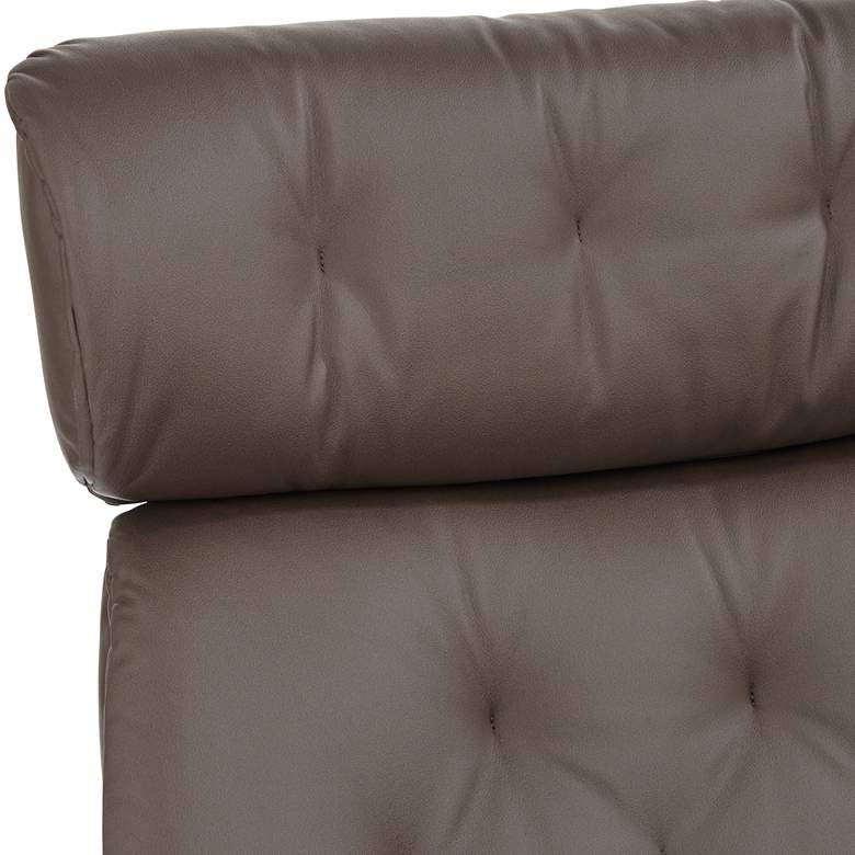 Image 3 Melia Chocolate Tufted Faux Leather Swivel Recliner and Slanted Ottoman more views