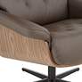 4_Melia Chocolate Tufted Faux Leather Swivel Recliner and Slanted Ottoman more views