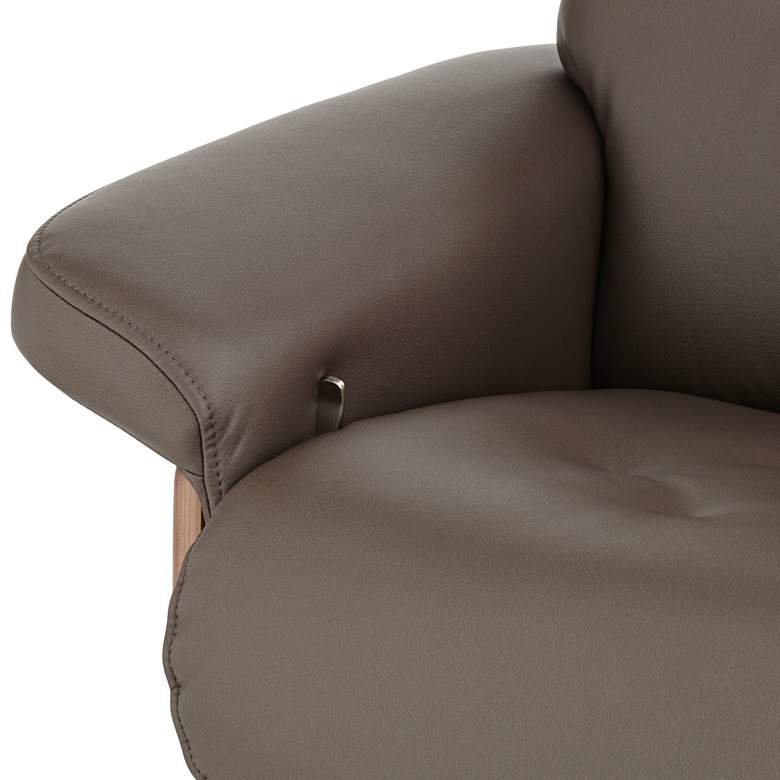 Image 5 Melia Chocolate Tufted Faux Leather Swivel Recliner and Slanted Ottoman more views