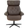 7_Melia Chocolate Tufted Faux Leather Swivel Recliner and Slanted Ottoman more views