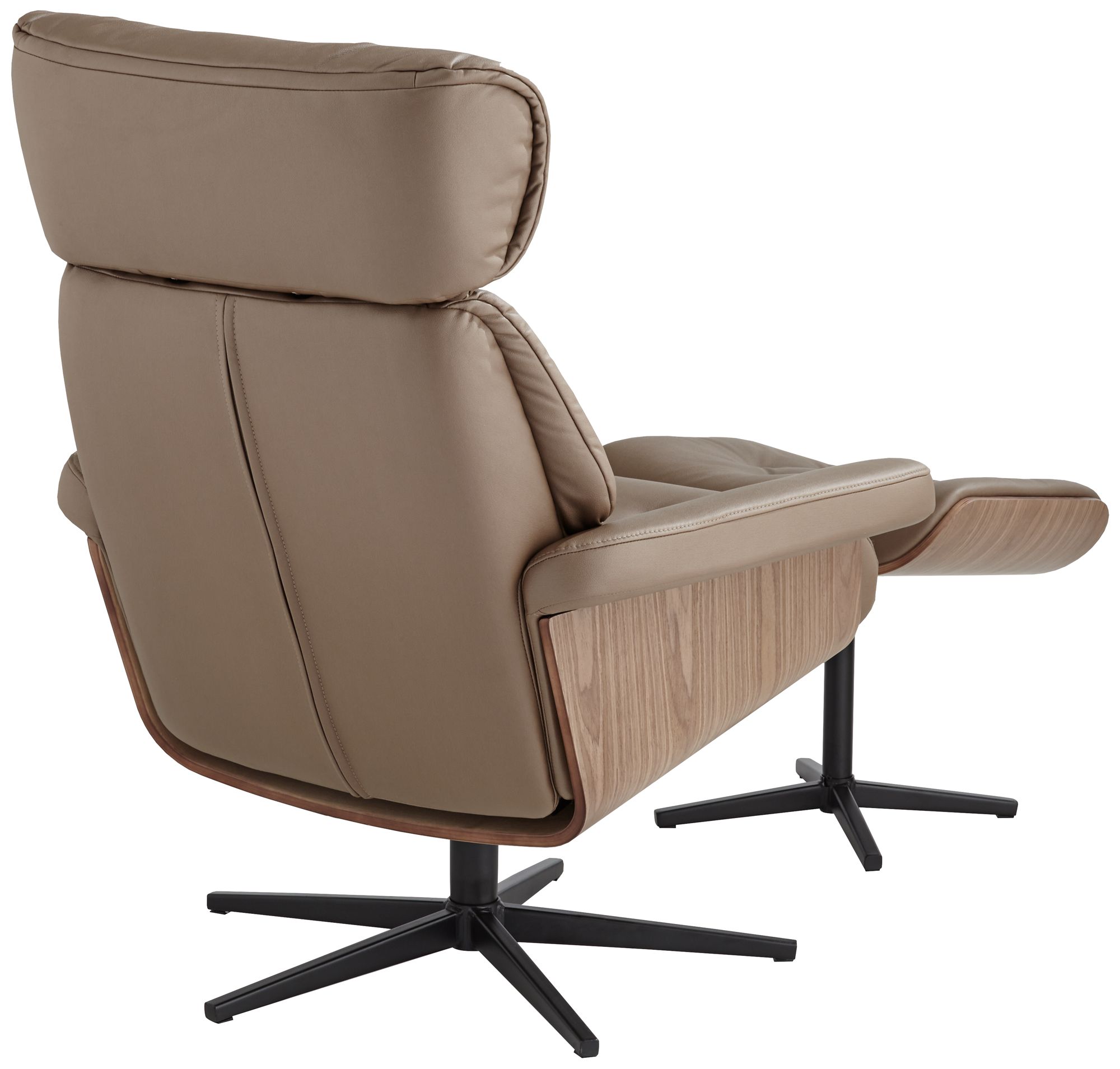 Melia Cocoa Adjustable Swivel Faux Leather Recliner and Ottoman