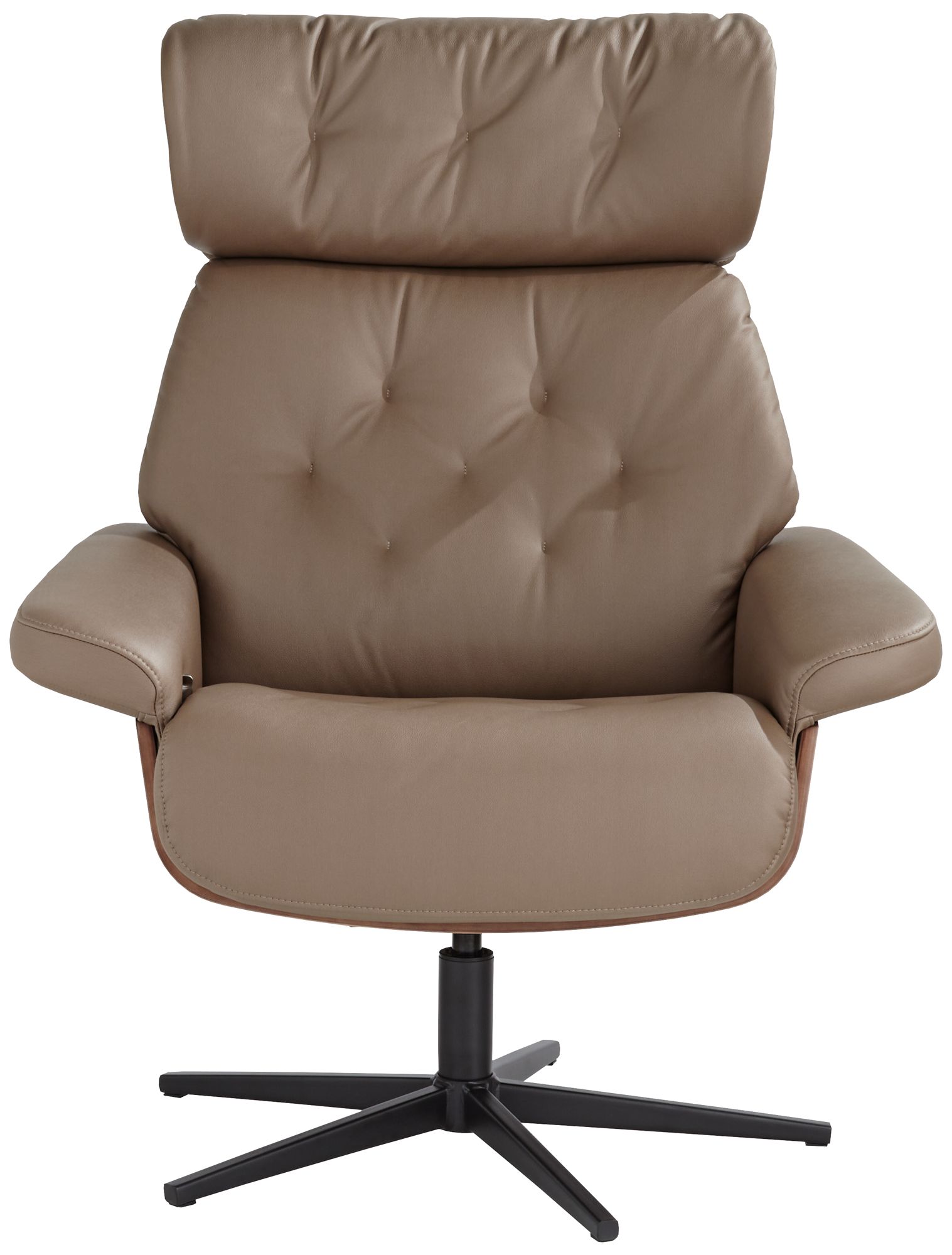 Melia Cocoa Adjustable Swivel Faux Leather Recliner and Ottoman