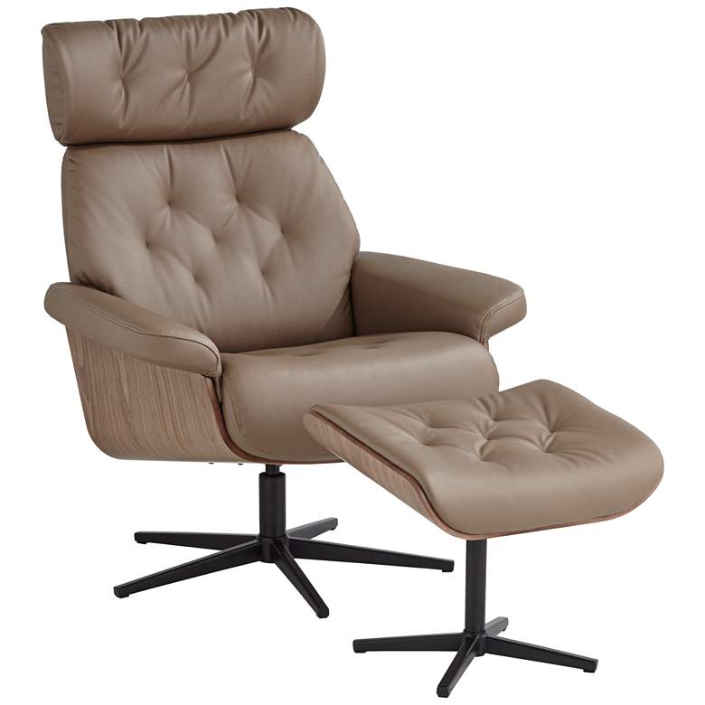 Image 2 Melia Cocoa Adjustable Swivel Recliner and Ottoman