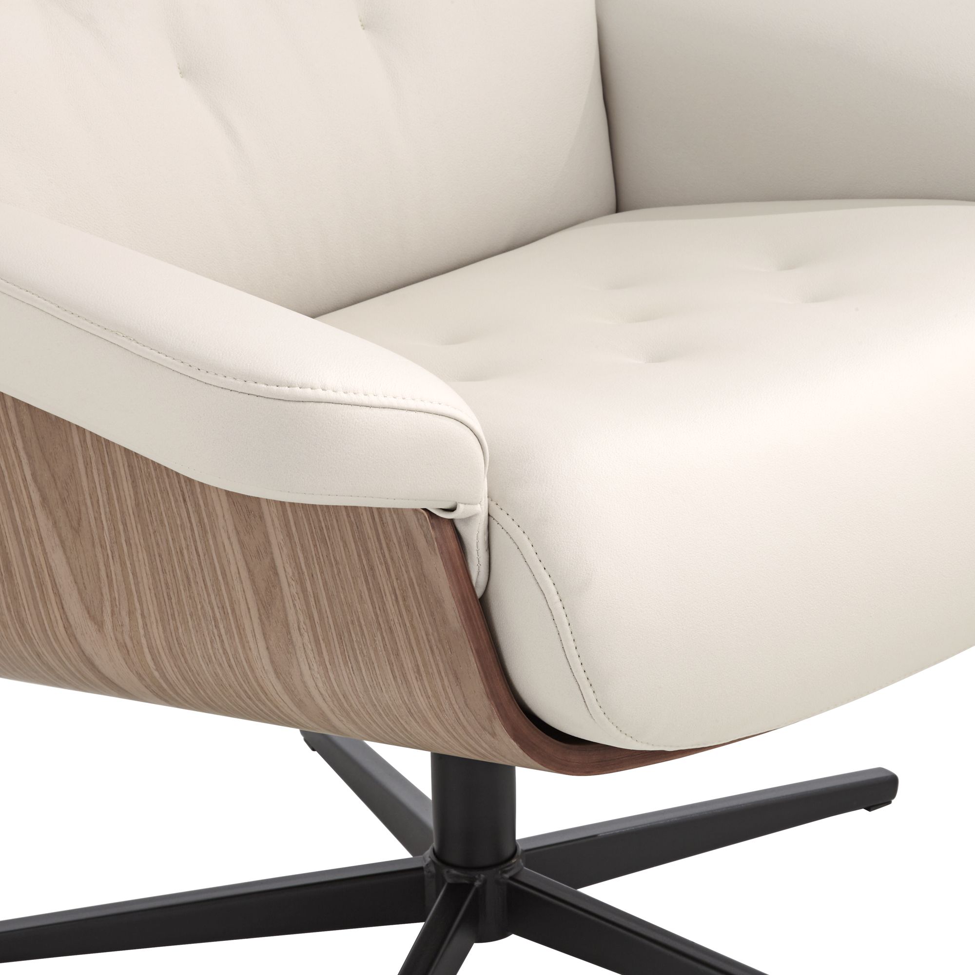 Image 4 Melia Eggshell Adjustable Faux Leather Swivel Recliner and Ottoman more views