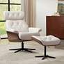 Melia Eggshell Adjustable Swivel Recliner and Ottoman