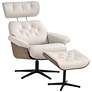 Melia Eggshell Adjustable Swivel Recliner and Ottoman