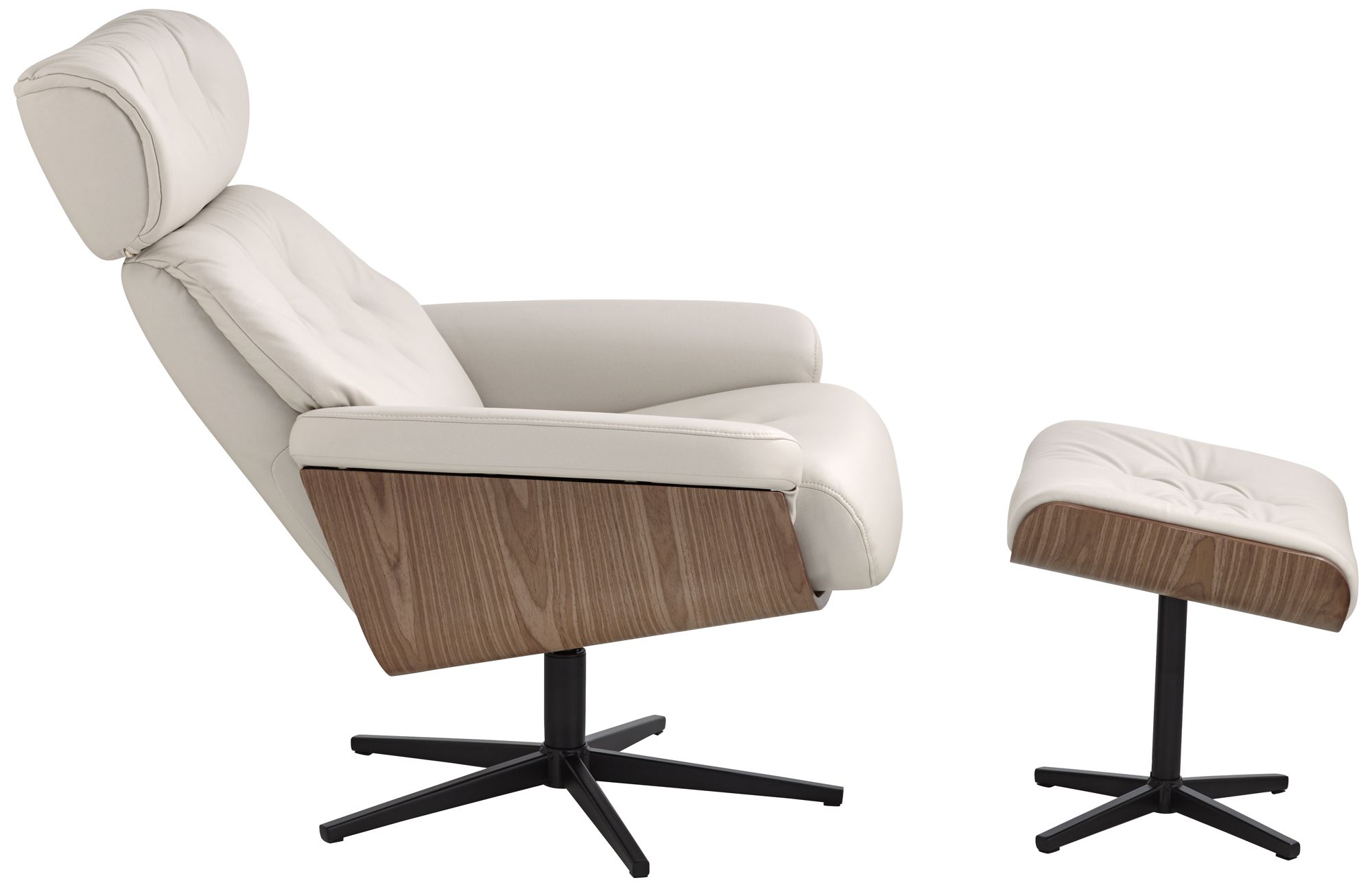 Melia Eggshell Adjustable Swivel Recliner and Ottoman