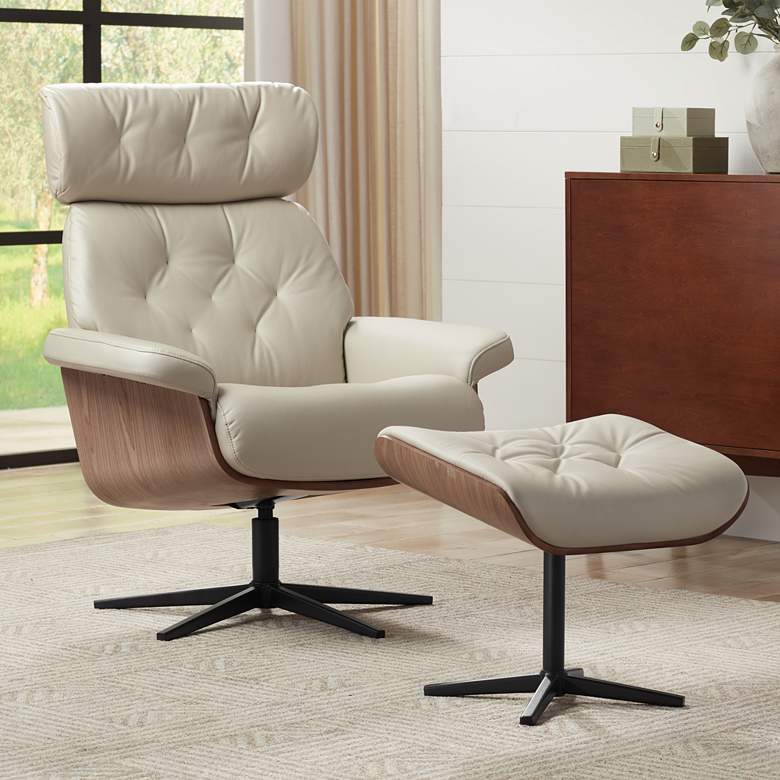 Image 1 Melia Putty Adjustable Swivel Recliner and Ottoman