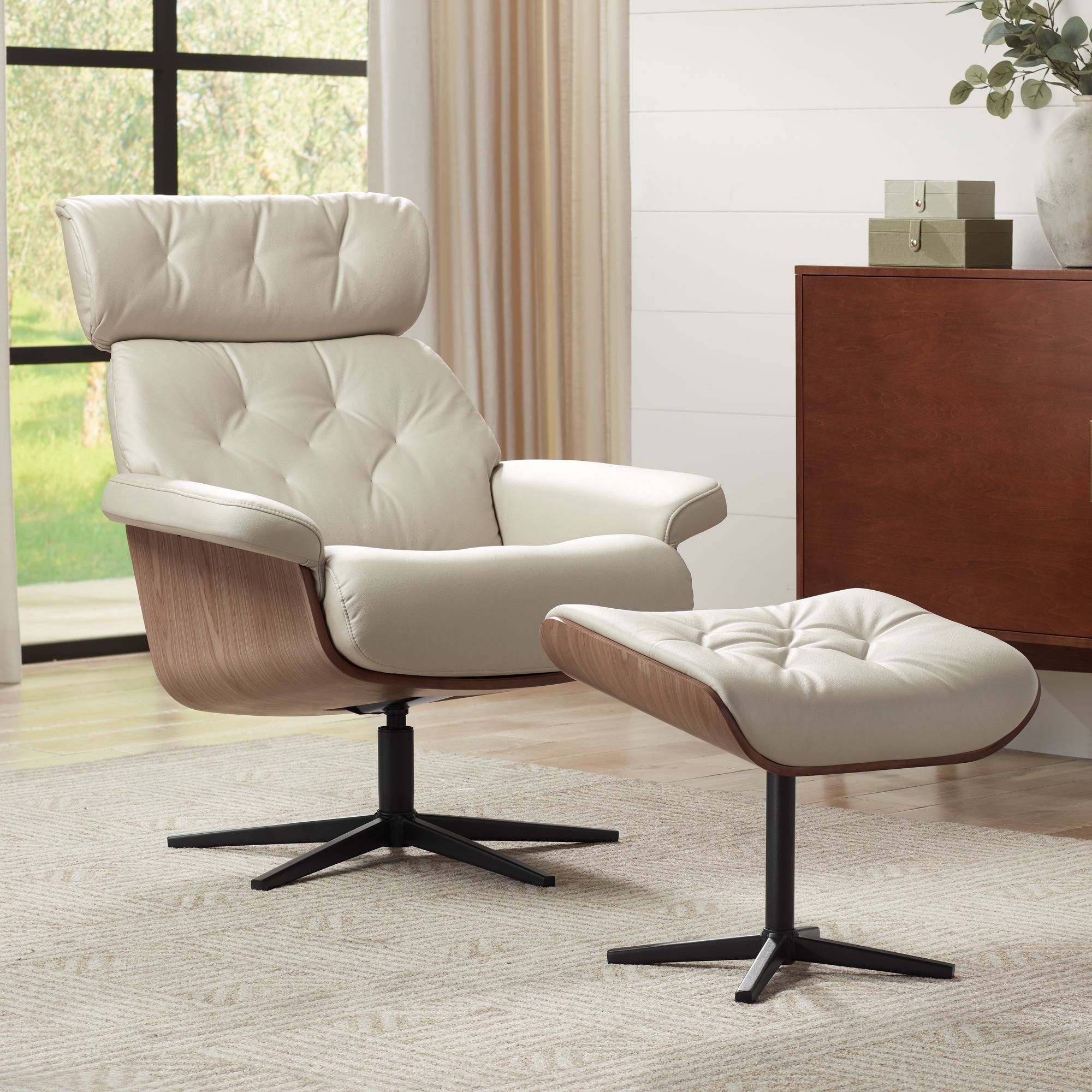 Melia Putty Adjustable Swivel Recliner and Ottoman