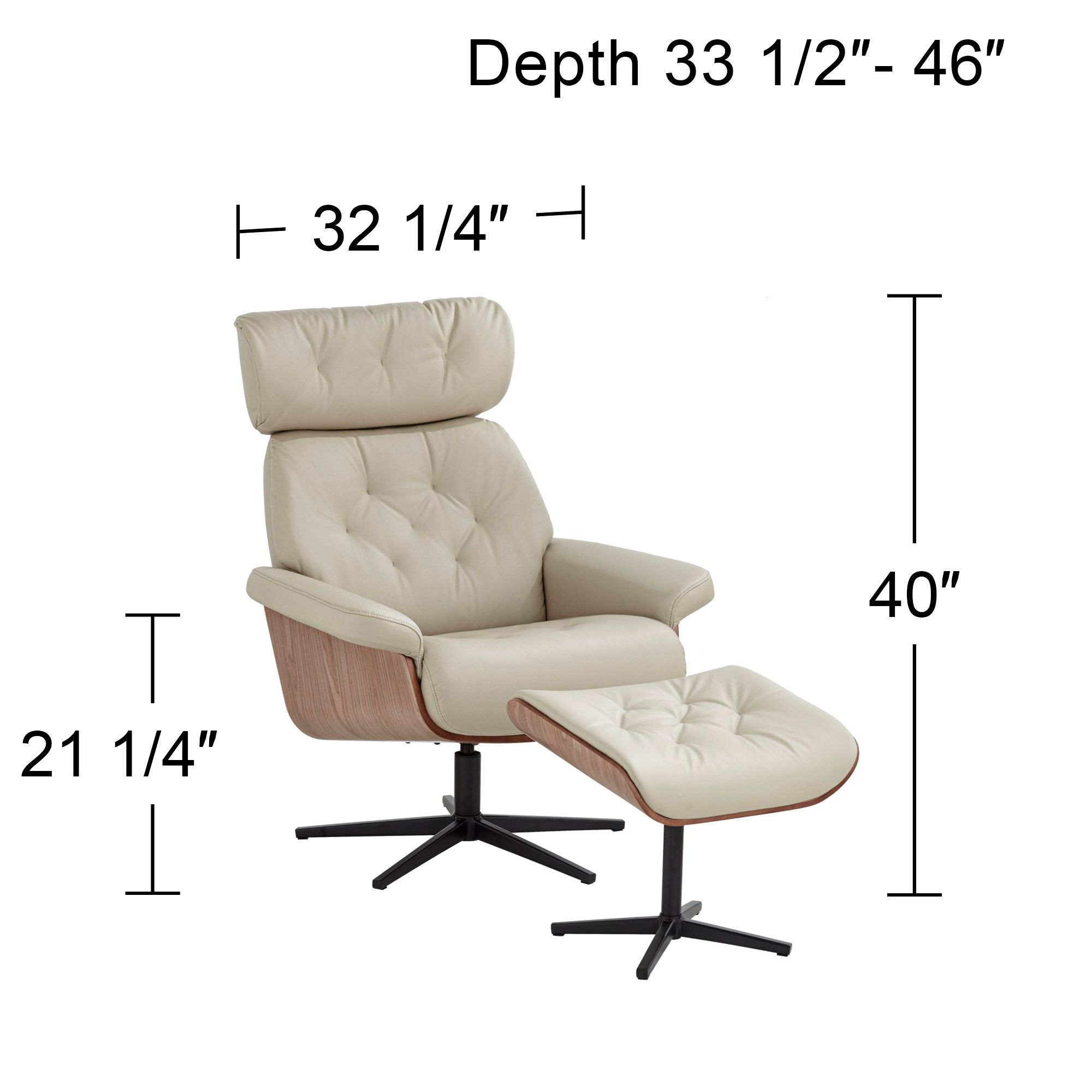 Melia Putty Adjustable Swivel Recliner and Ottoman