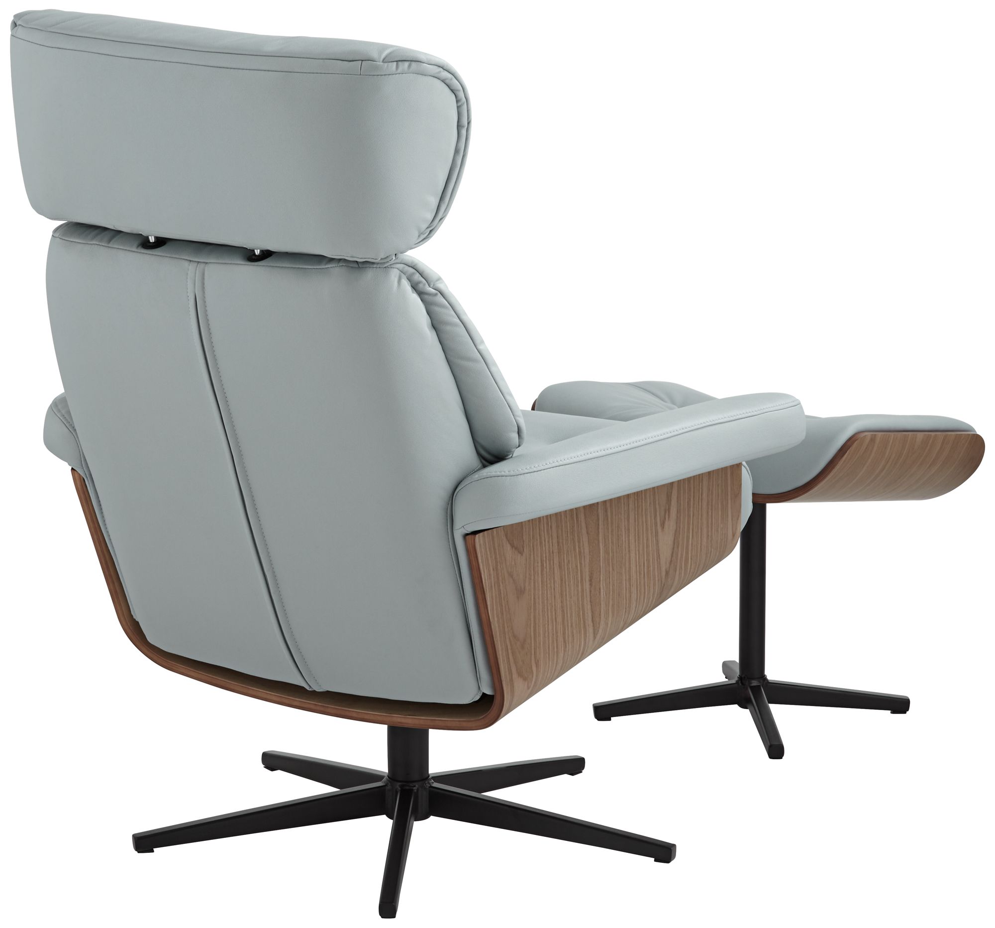 Melia Sky Blue Adjustable Swivel Recliner and Ottoman