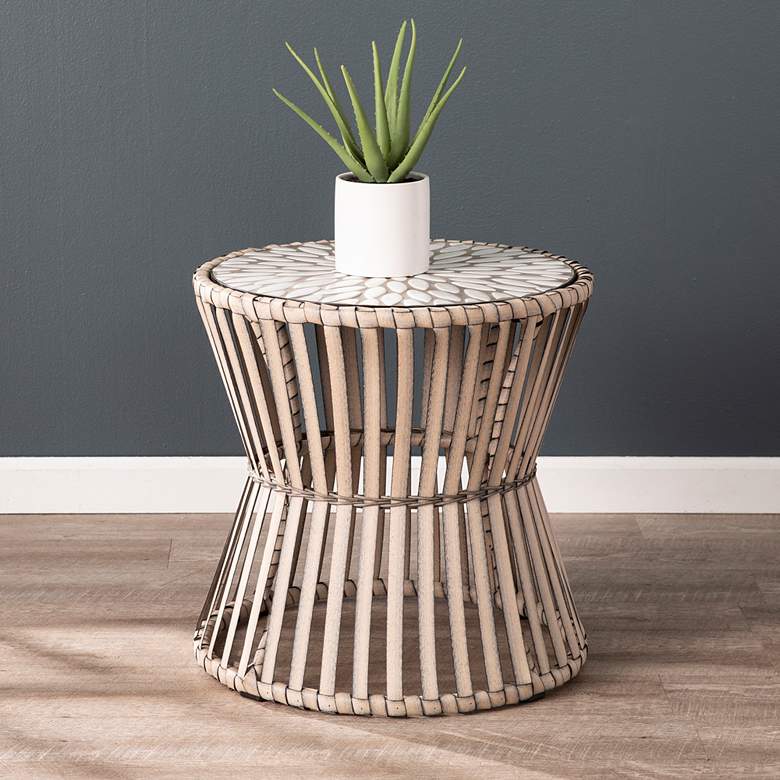 Image 1 Melilani 19 1/2 inch Wide Natural and Gray Outdoor Side Table