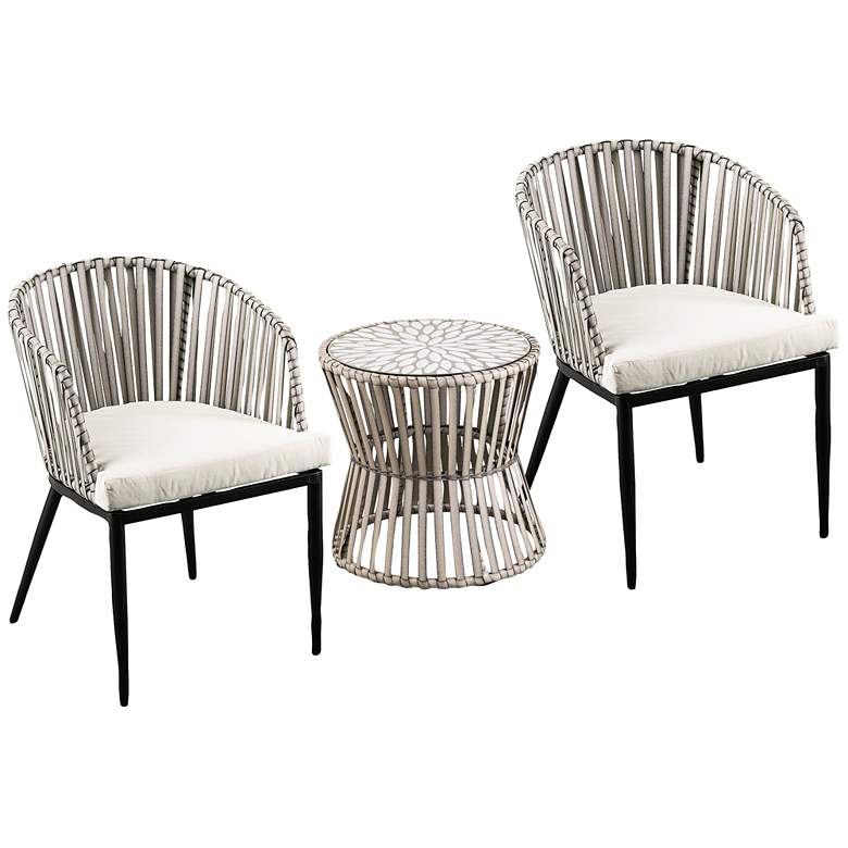 Image 2 Melilani Black and Gray 3-Piece Outdoor Table and Chair Set
