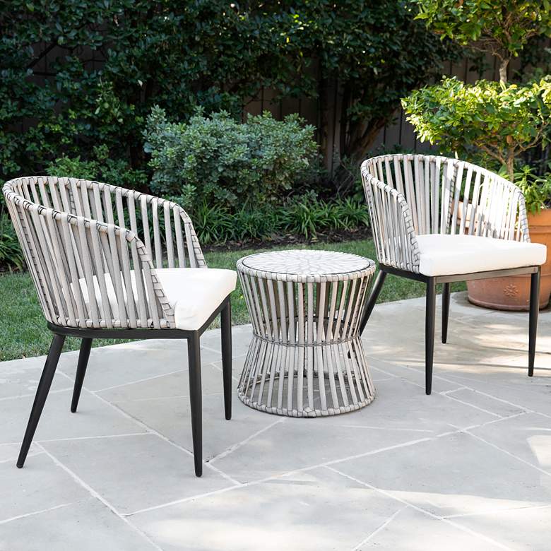 Image 1 Melilani Black and Gray 3-Piece Outdoor Table and Chair Set