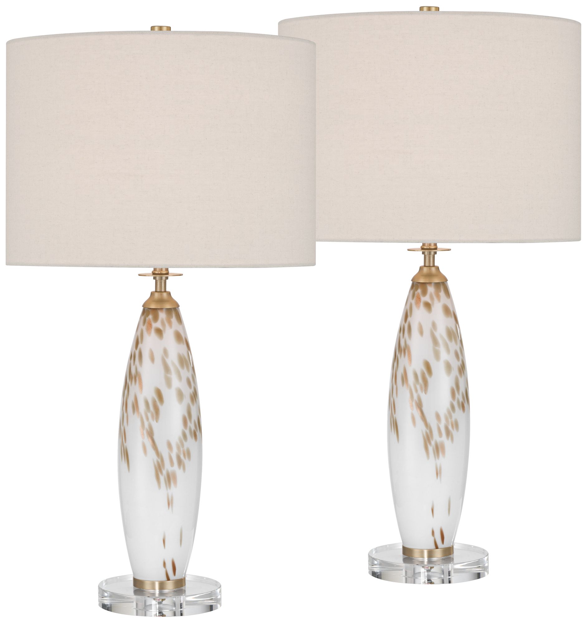 Image 2 Melina 27 1/2" High White and Beige Glass Table Lamp Set of 2