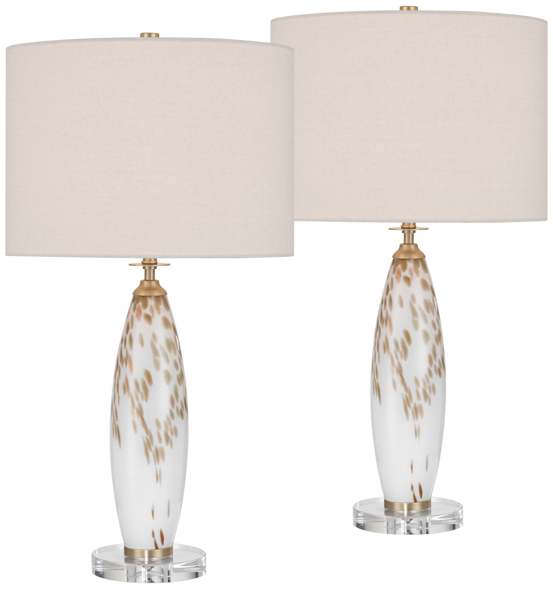 Image 2 Melina 27 1/2" High White and Beige Glass Table Lamp Set with Dimmer