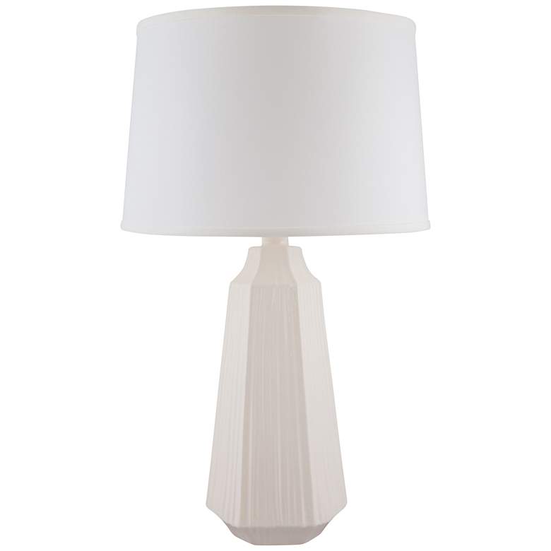 Image 1 Melinda 29 inch Coastal Modern White Faceted Ceramic Table Lamp