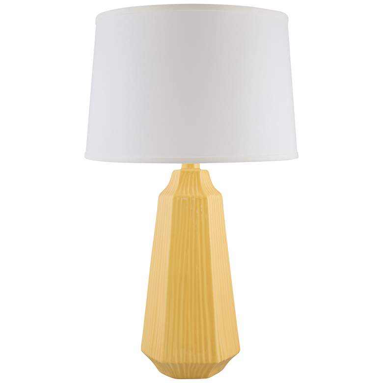 Image 2 Melinda 29 inch High Modern Straw Yellow Faceted Ceramic Table Lamp