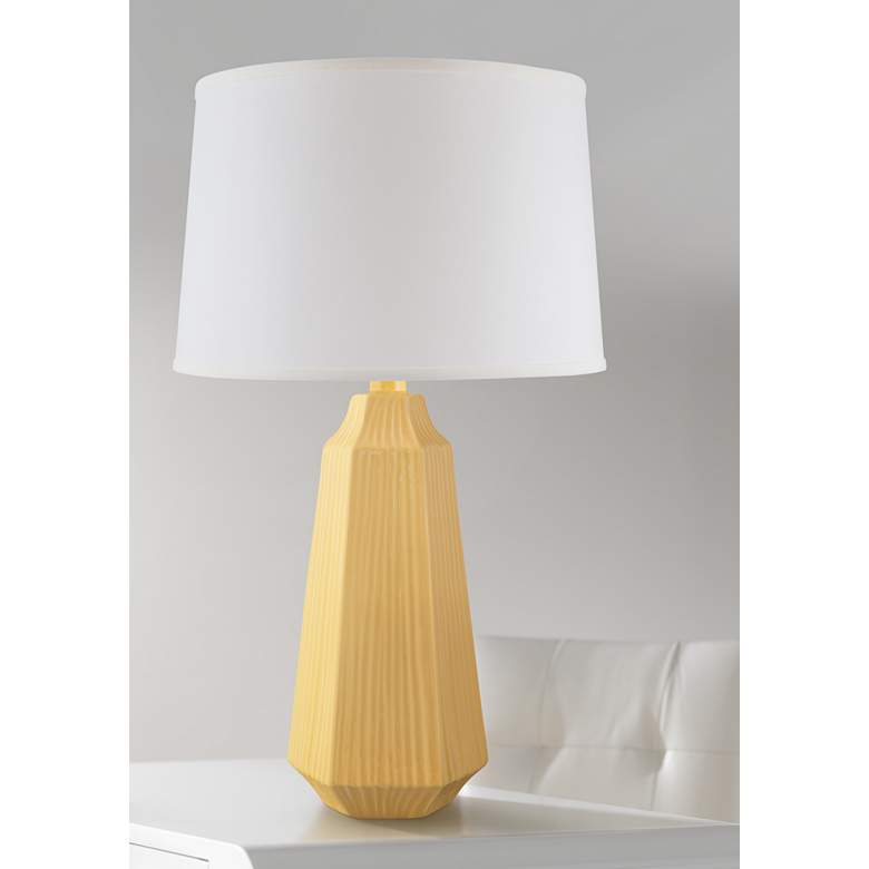 Image 1 Melinda 29 inch High Modern Straw Yellow Faceted Ceramic Table Lamp