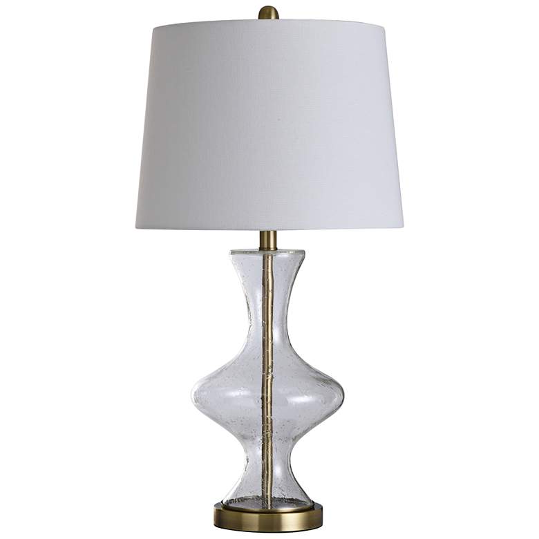 Image 1 Melissandra Clear Seeded Glass and Brass Modern Table Lamp