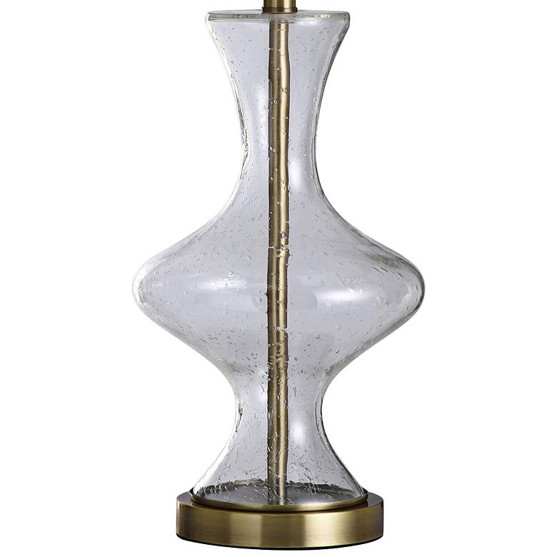 Image 3 Melissandra Clear Seeded Glass and Brass Modern Table Lamp more views