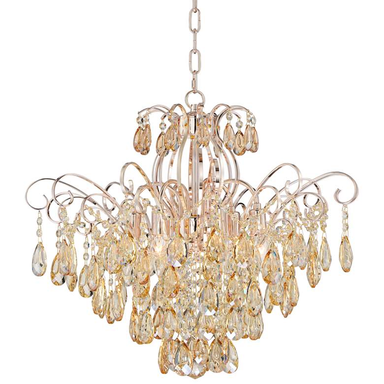 Mellie 24&quot; Wide Champagne Gold and Crystal Chandelier