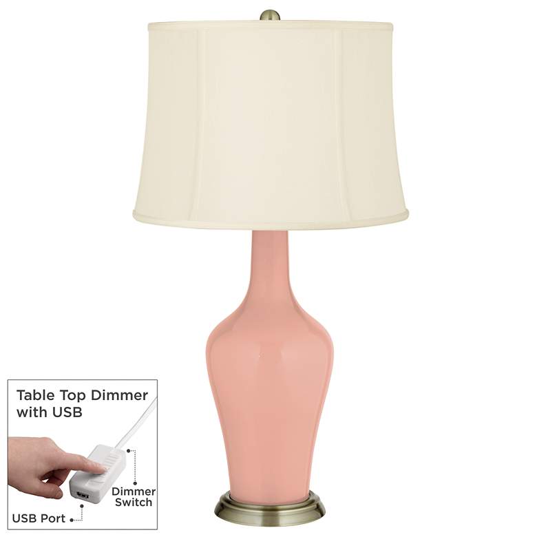 Image 1 Mellow Coral Anya Table Lamp with Dimmer