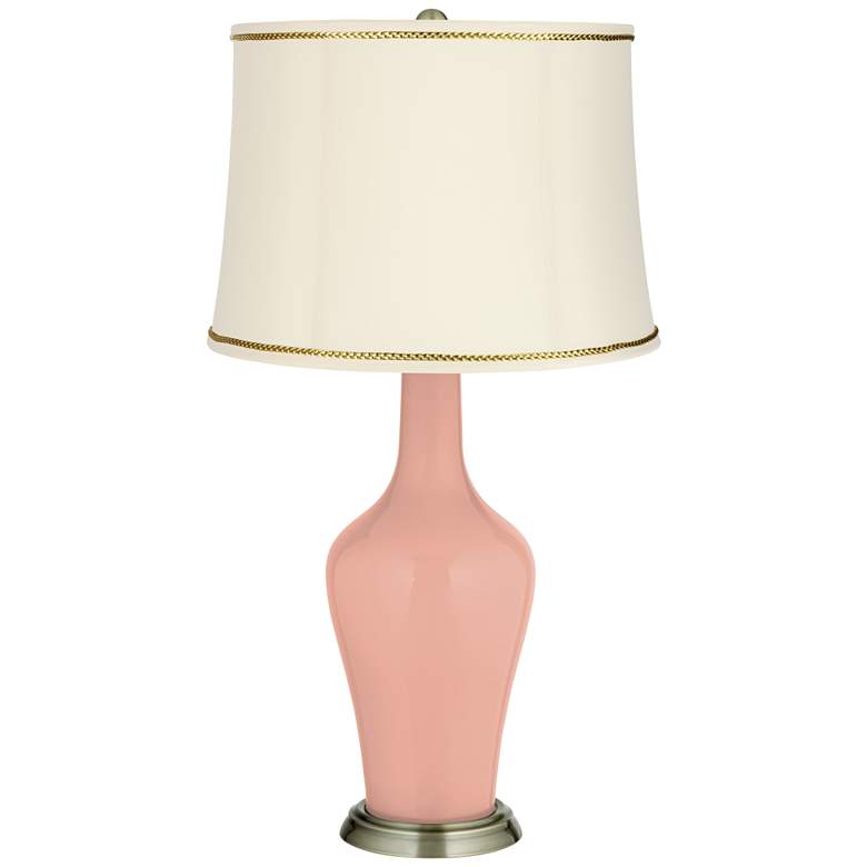 Image 1 Mellow Coral Anya Table Lamp with President&#8217;s Braid Trim