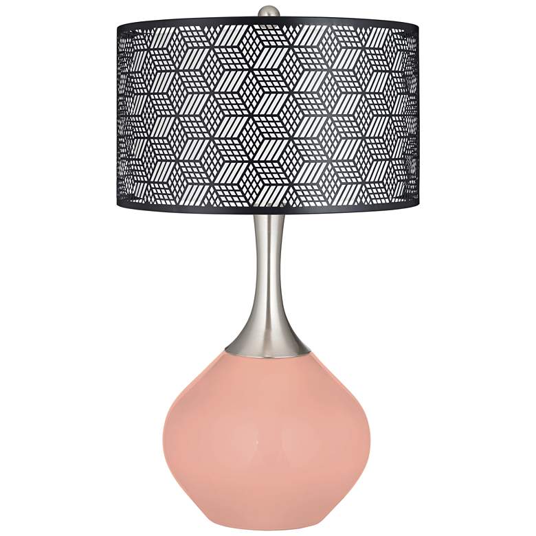 Image 1 Mellow Coral Black Metal Shade Spencer Table Lamp