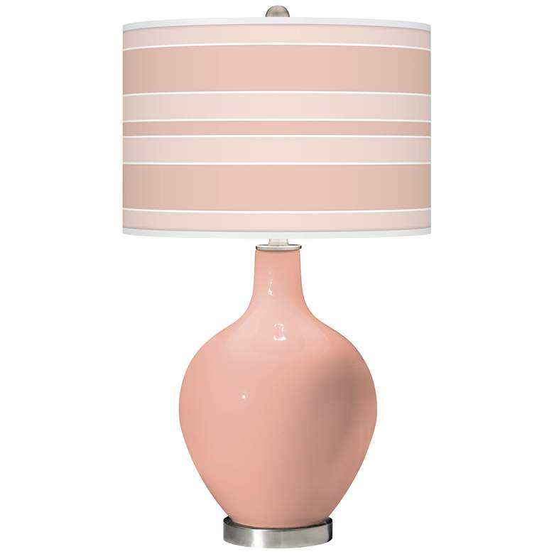 Mellow coral Bold Stripe Ovo Glass Table Lamp