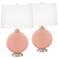 Mellow Coral Carrie Table Lamp Set of 2 with Dimmers