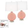 Mellow Coral Carrie Table Lamp Set of 2 with Dimmers