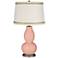 Mellow Coral Double Gourd Table Lamp with Rhinestone Lace Trim